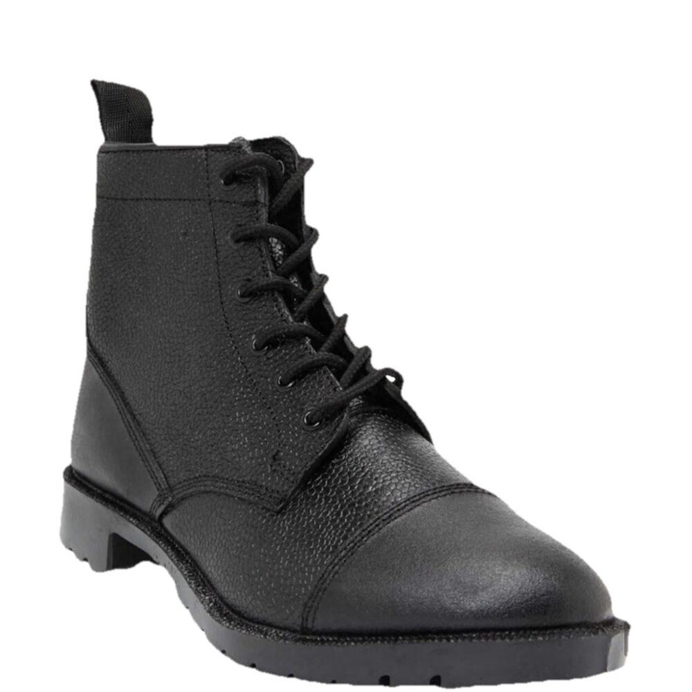 Grafters 6 Eye Black Cadet Army Combat Work Parade Grain Leather Boots Sz 9 NEW